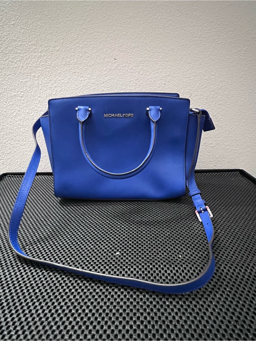Michael Kors Royal Blue Saffiano Leather Satchel with Crossbody Strap